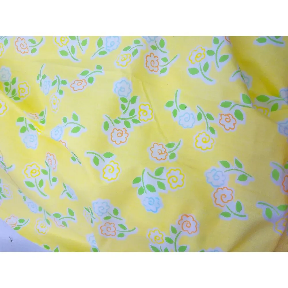 Vintage Wamsutta Twin Flat Sheet Yellow Floral Cotton Percale Bedding New
